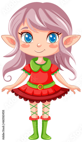 Elf girl cartoon Christmas character