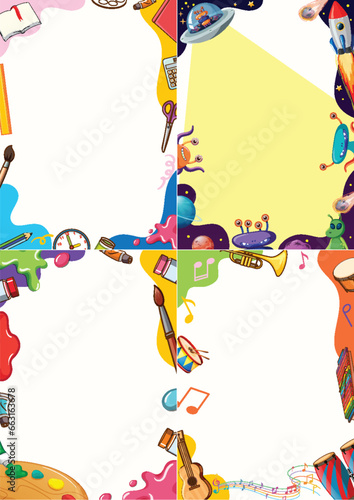 Cute Cartoon Border Frame Template for Vector Illustrations