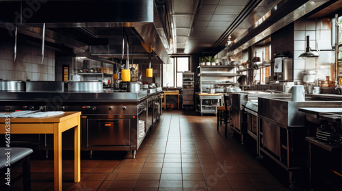 Professional kitchen in restaurant. Modern equipment and devices. Empty kitchen © Ruslan Gilmanshin