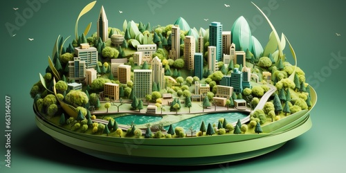 .Eco city and green planet concept. Paper art style © Coosh448