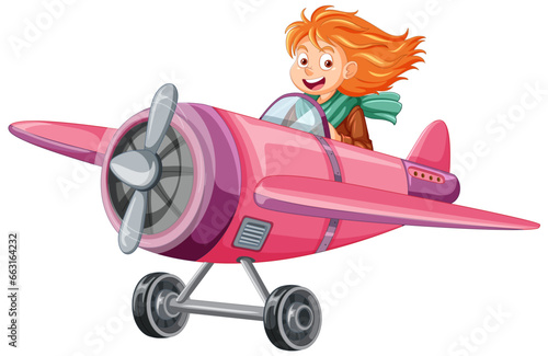 Female pilot flying jet plane