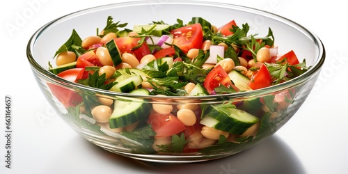 Healthy Mediterranean White Bean Salad Isolated on a Transparent Background