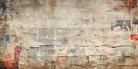Newspaper paper grunge vintage old aged texture background.