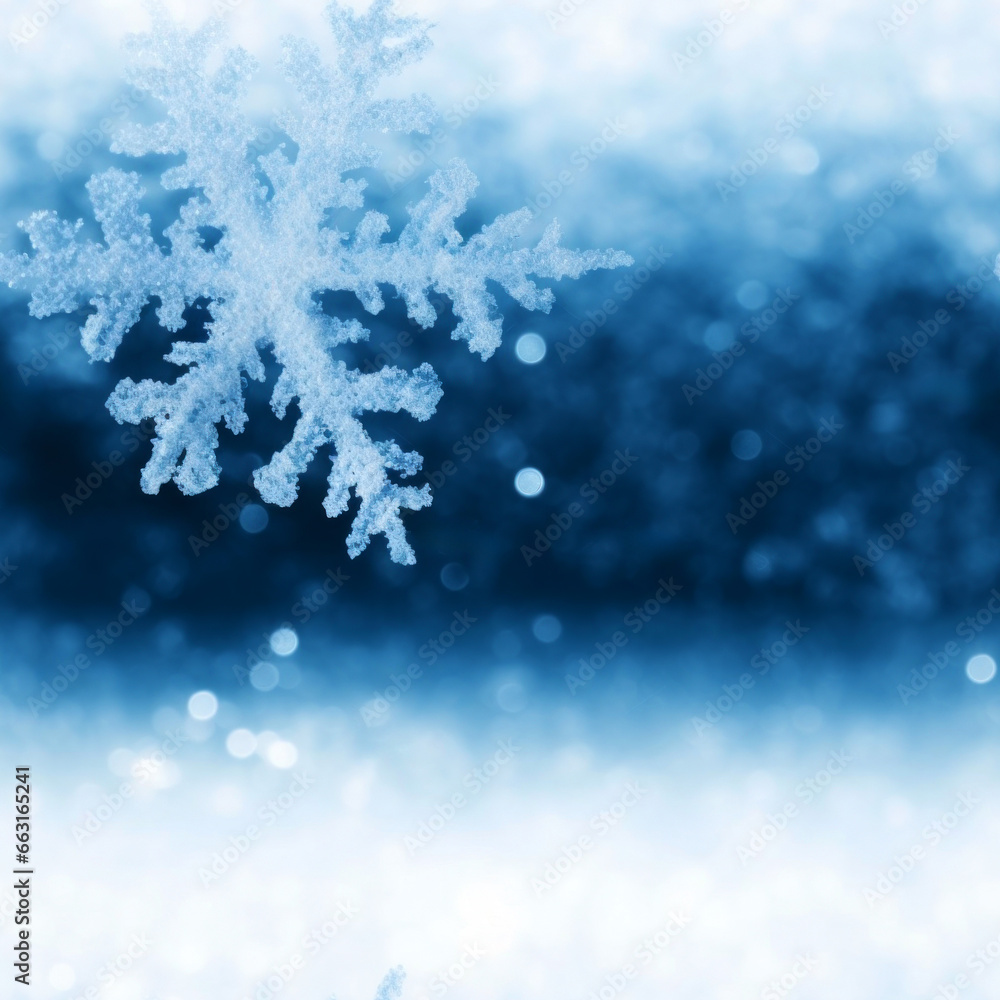 Winter Christmas seamless pattern with big snowflakes, snow, and bokeh lights Winter Christmas seamless pattern with big snowflakes, snow, and bokeh lights