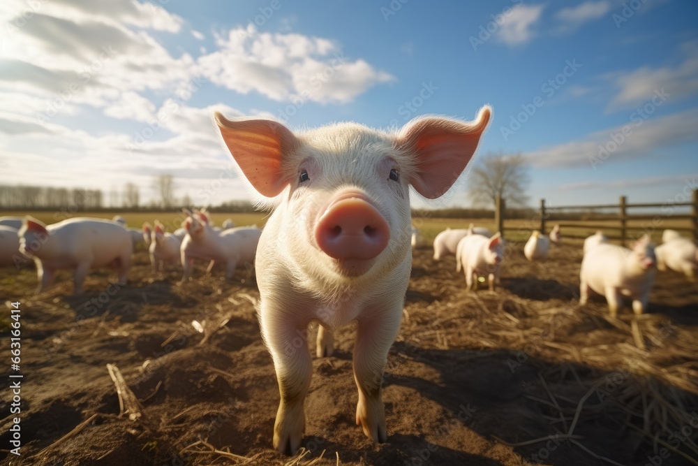 One pig on a farm. One pig on a farm.