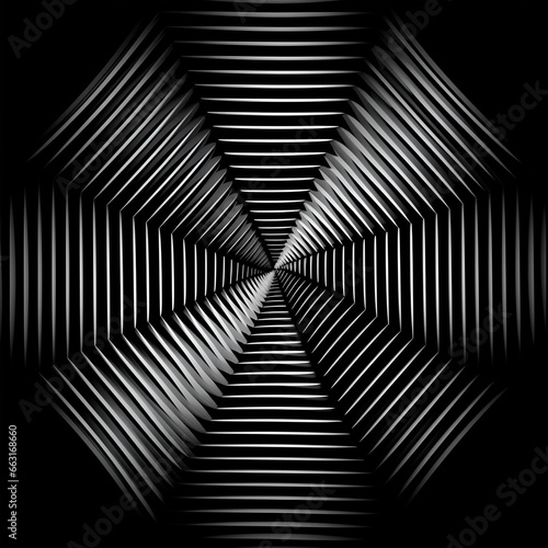 A Black and White 3D Fan Pattern Backdrop 