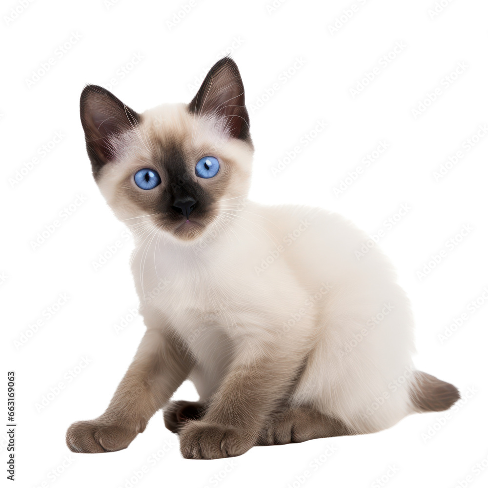 cute siamese kitten isolated on transparent background,transparency 