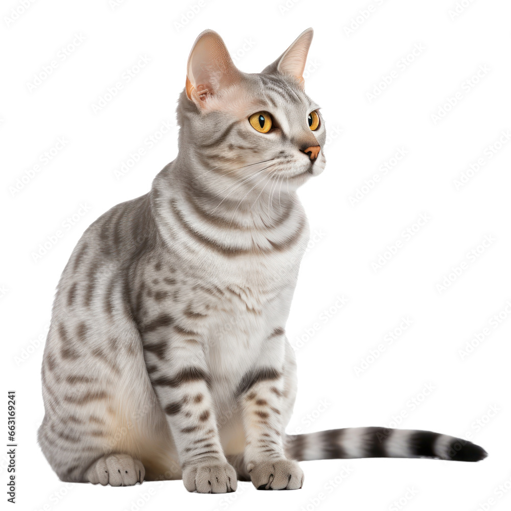 The Egyptain Mau Cat isolated on transparent background,transparency 