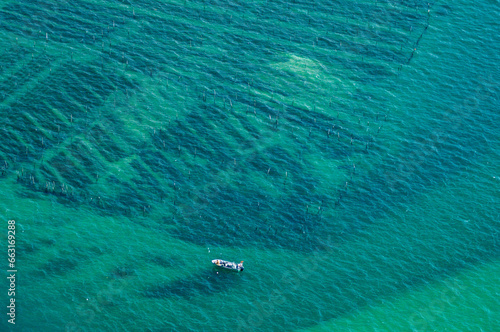 vue aérienne de bassins ostréicoles dans le Bassin d'Arcachon en France photo