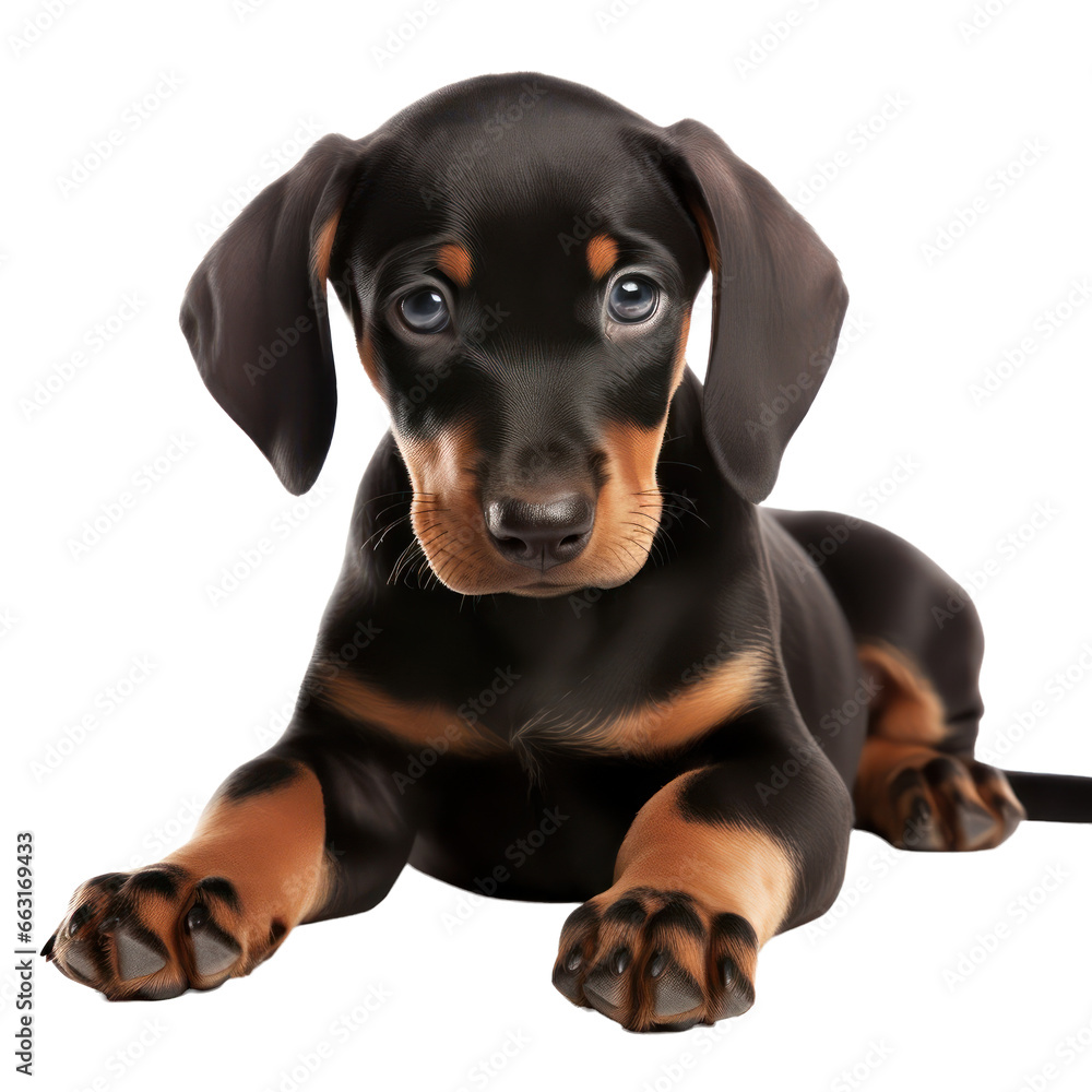 Dobermann puppy isolated on transparent background,transparency 