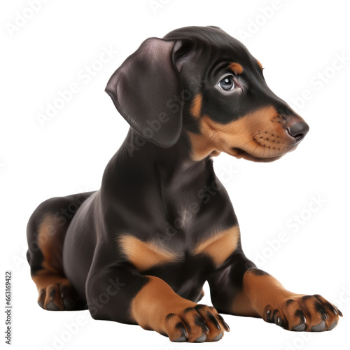 Dobermann puppy isolated on transparent background transparency 