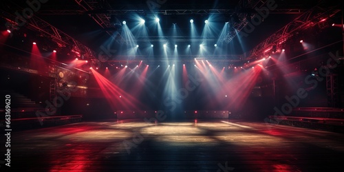 Empty nightclub or music - hall stage with spotlights.