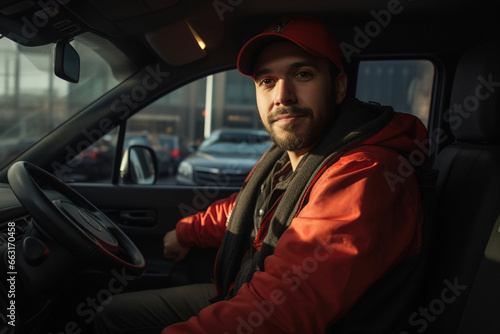 Delivery man in a van © alisaaa