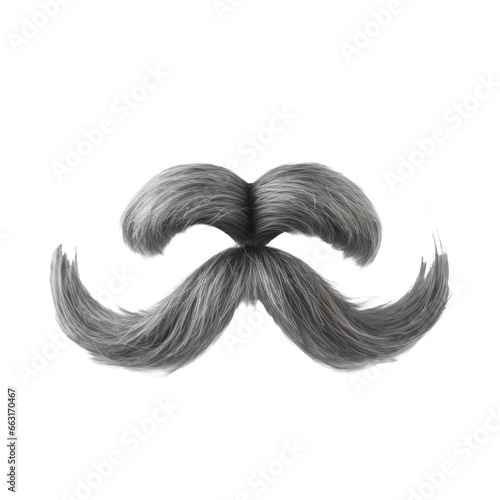 White grey Mustache,beard isolated on transparent background,transparency 
