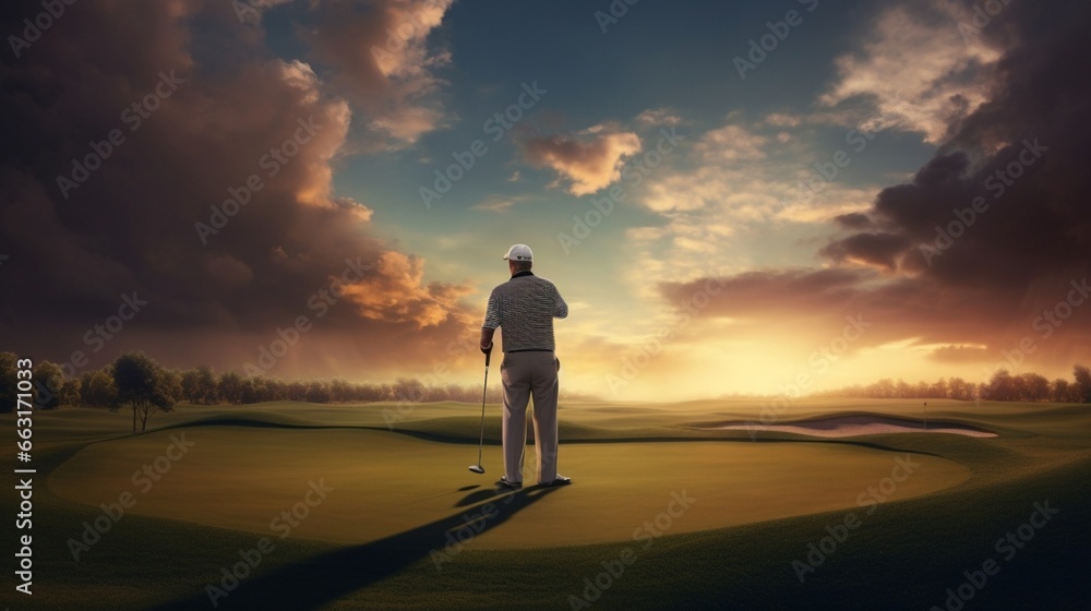 Man Playing Golf. 