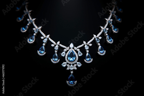 white gold necklace with beautiful gems