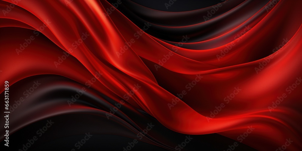 Obraz premium Red black elegant abstract background. Silk satin fabric with nice folds. Luxurious dark red background with wavy lines. Valentine, anniversary, wedding, birthday, holiday concept