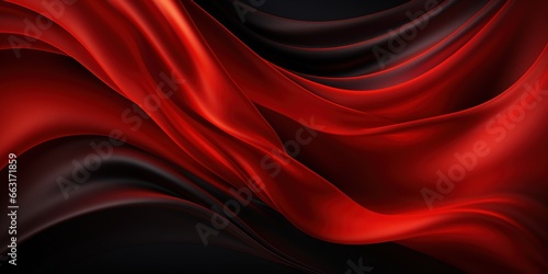 Red black elegant abstract background. Silk satin fabric with nice folds. Luxurious dark red background with wavy lines. Valentine, anniversary, wedding, birthday, holiday concept photo