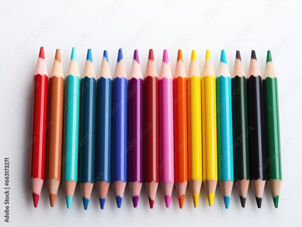 Isolated color pencils on white background, AI Generative Isolated color pencils on white background, AI Generative