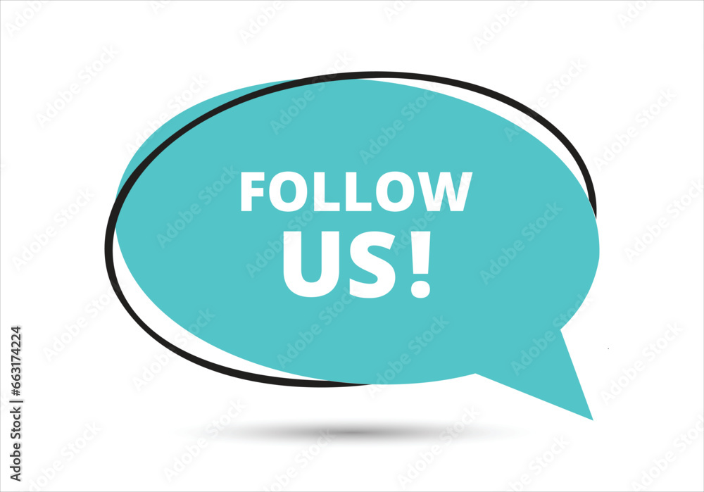 Follow us speech bubble text. Hi There on bright color for Sticker, Banner and Poster. vector illustration. Follow us speech bubble text. Hi There on bright color for Sticker, Banner and Poster. vector illustration.