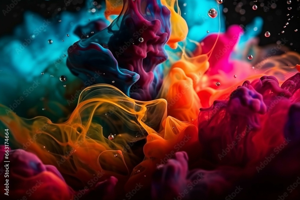 Vivid, intricate, cinematic photo of dynamic liquid colors. Generative AI - obrazy, fototapety, plakaty 