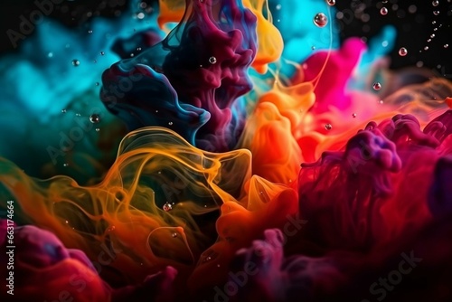 Vivid, intricate, cinematic photo of dynamic liquid colors. Generative AI