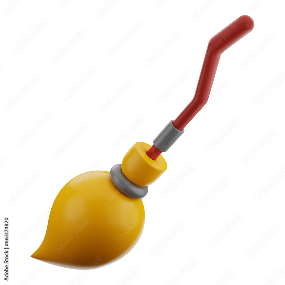 Premium witch broom Halloween icon 3d rendering on isolated background Premium witch broom Halloween icon 3d rendering on isolated background