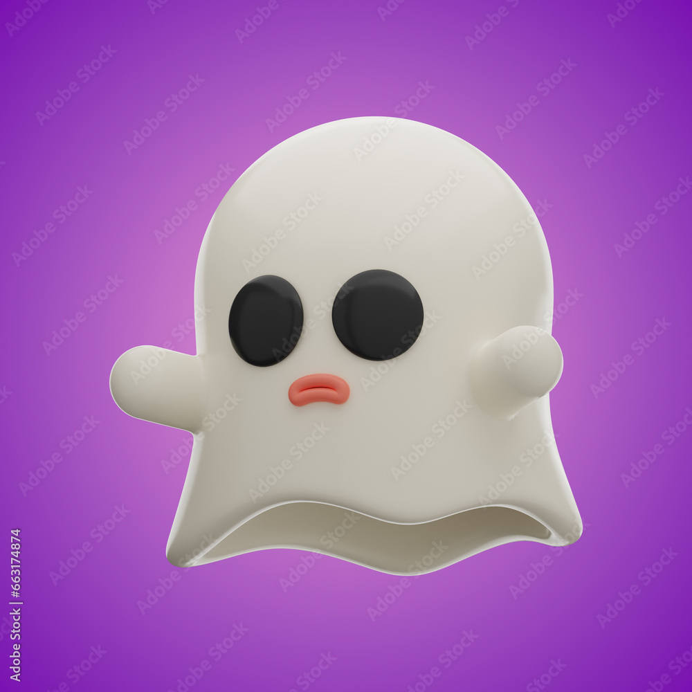 Premium cute ghost Halloween icon 3d rendering on isolated background Premium cute ghost Halloween icon 3d rendering on isolated background