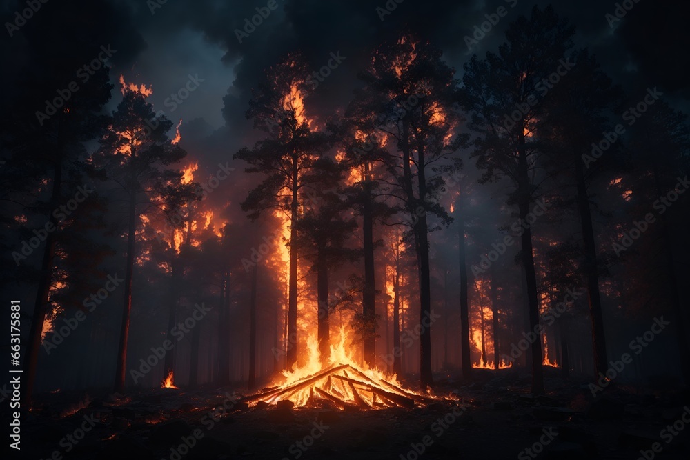 The forest is on fire. Forest fires and a lot of smoke resulted in burned trees. The forest is on fire. Forest fires and a lot of smoke resulted in burned trees.