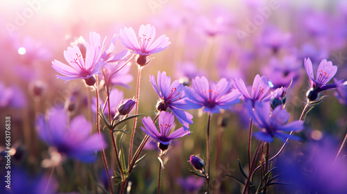 Meadow field purple flowers