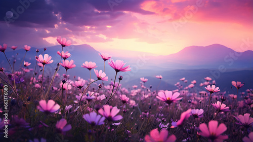 Meadow field purple flowers © Little