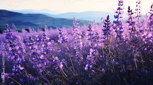 Meadow field purple flowers