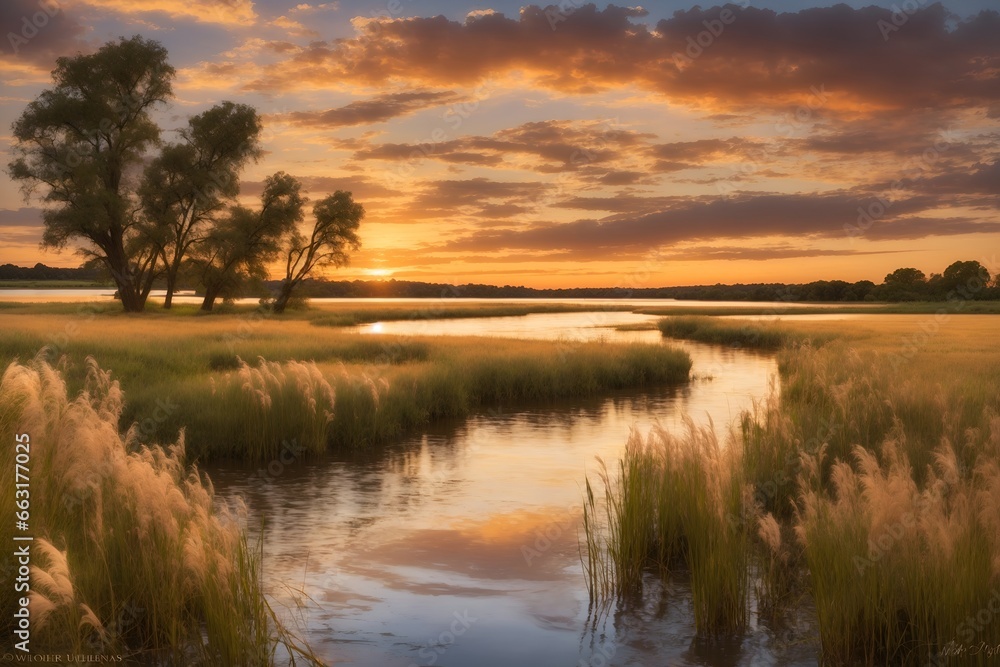 Fototapeta premium Sunset twilight mountain landscape