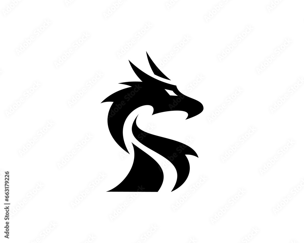 Black dragon head logo Black dragon head logo