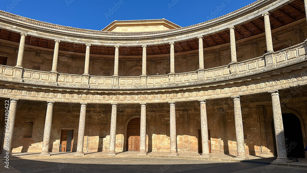 amphitheatre. amphitheater in the sunlight at sunset.