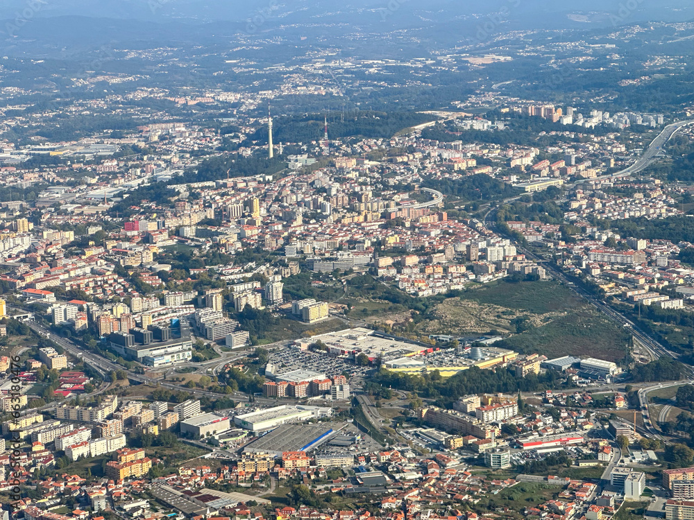 aerial view of the city of Porto, Portugal.