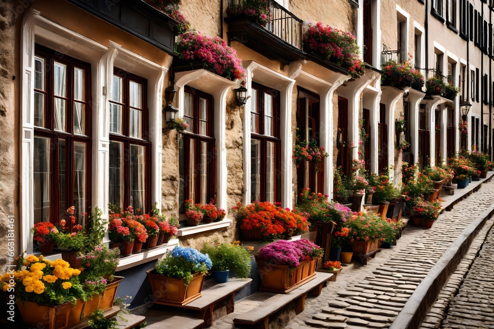 street in the city with flowers
