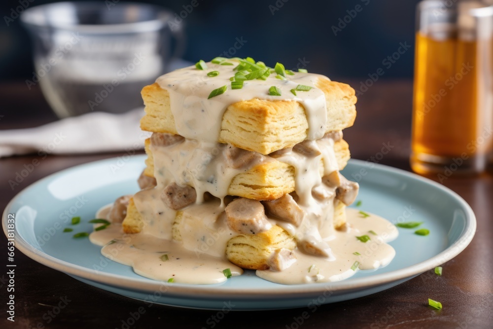 southern-style american biscuits with sausage gravy southern-style american biscuits with sausage gravy