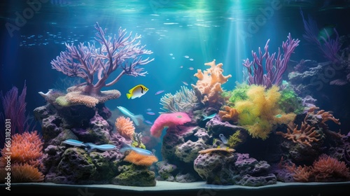 An exquisite aqua scape featuring a lush underwater garden with vibrant aquatic plants, AI Generative © Horsi