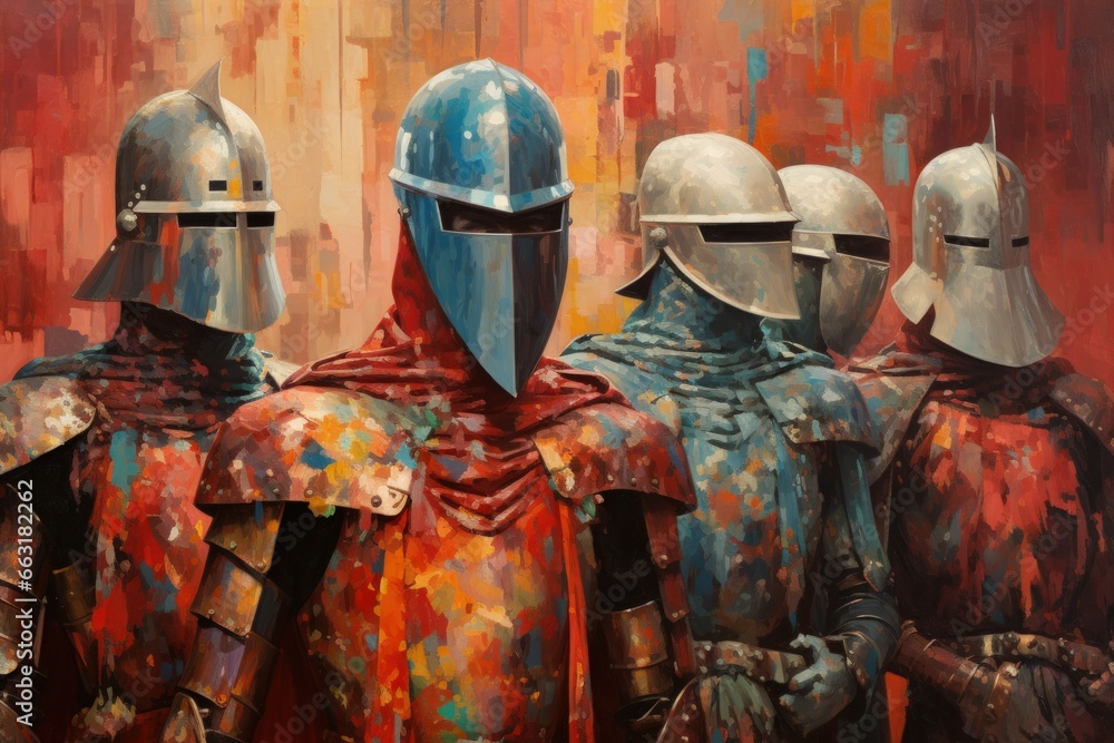 Noble knights clad in shining armor - Generative AI Noble knights clad in shining armor - Generative AI