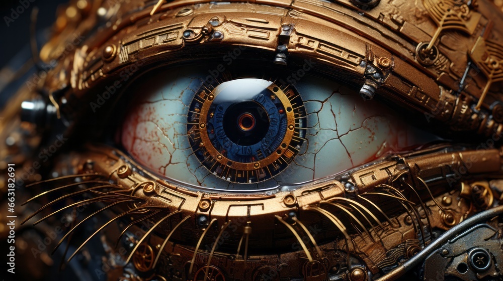 Nahaufnahme eines menschlichen Auges, dessen Iris künstlerisch dramatisch abgewandelt ist