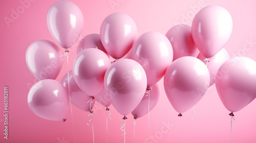 Mock up of balloons floating on pink background