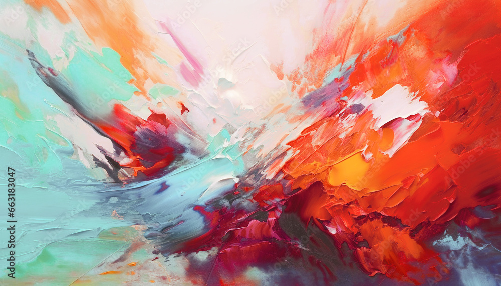 View of Abstract oil painting, colorful vibrant color brush strokes background ...