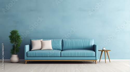 Mock up of blue sofa