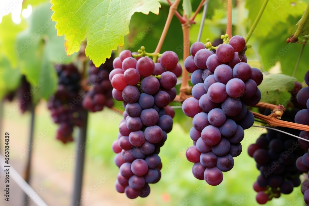 bunches of grapes on vine