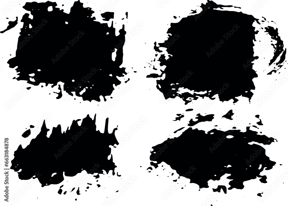 Obraz premium black 8 Brush strokes. Ink painting. Set collection. Vector illustration. Black and white, monochrome