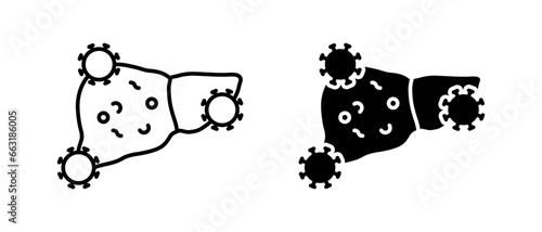 Hepatitis icon vector set. Liver with hepatitis symbol