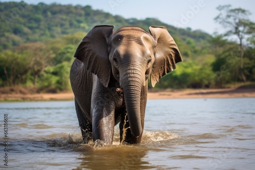 an elephant carrying water for other elephants