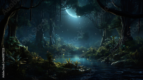 Night forest jungle dark © Little