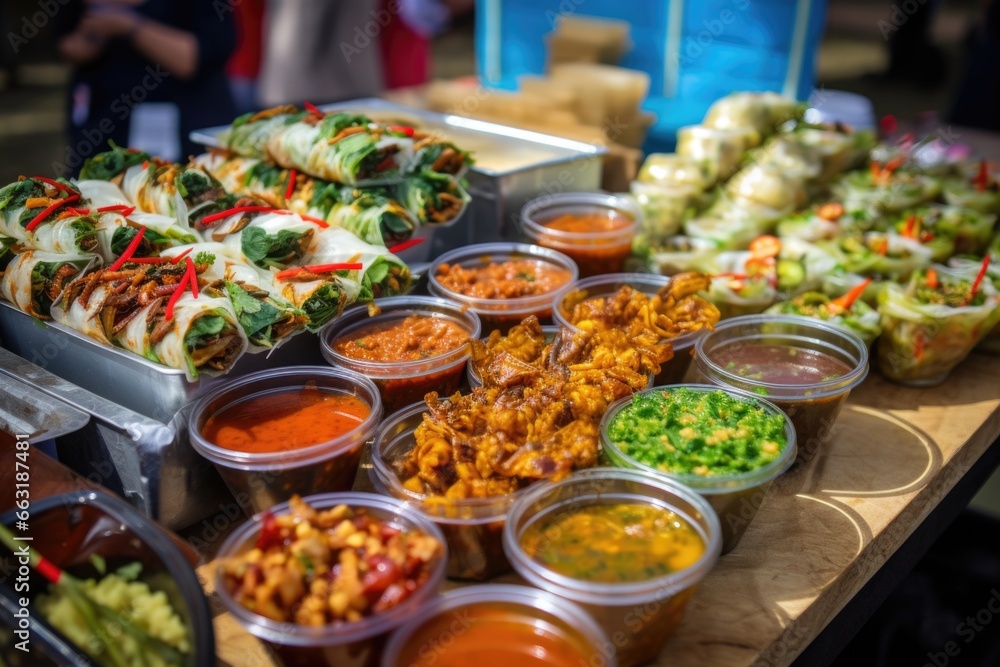 array of foods at a street food festival array of foods at a street food festival